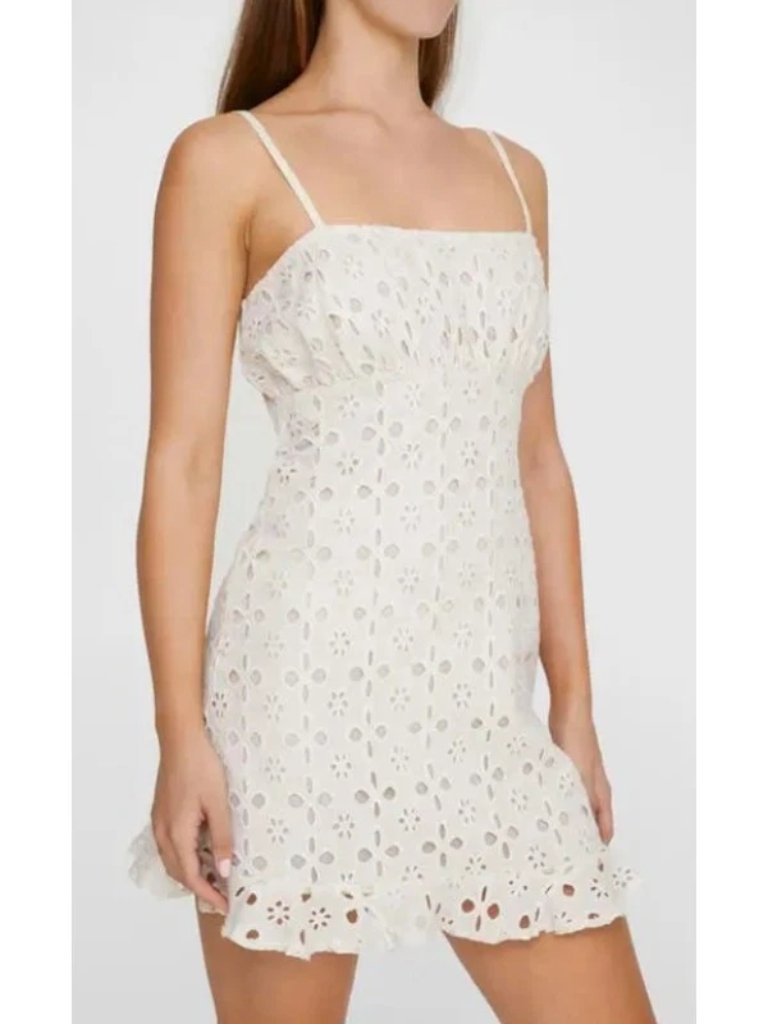 Nasty Gal Broderie Strappy Frill Hem Mini Dress - New